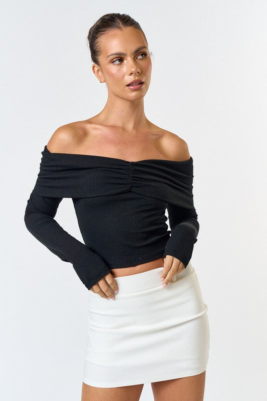 Ribbed Off Shoulder Top