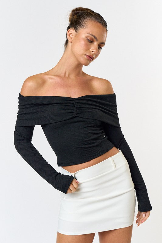 Ribbed Off Shoulder Top