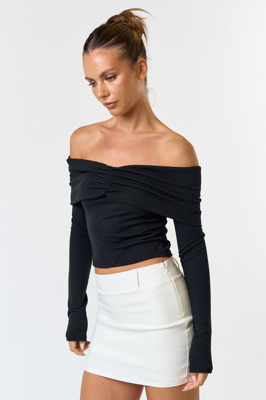 Ribbed Off Shoulder Top