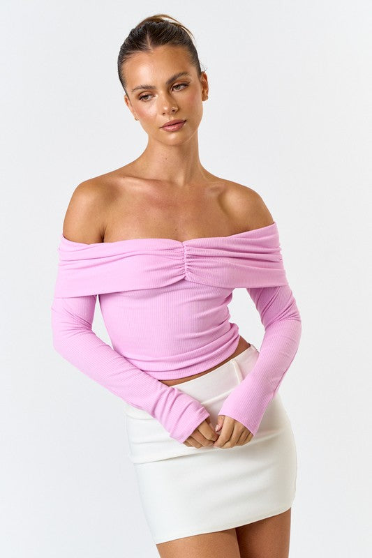 Ribbed Off Shoulder Top