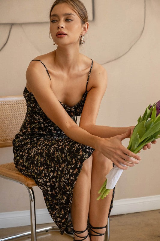 Floral Rusched Midi Dress