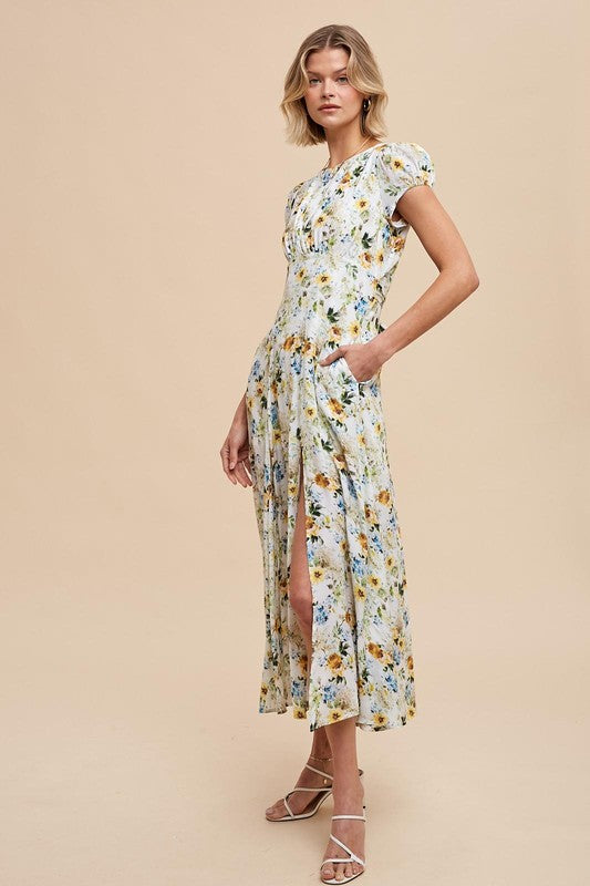 Floral Print Open Back Dress