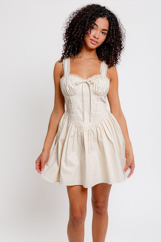 Corset Lace Trim Mini Dress